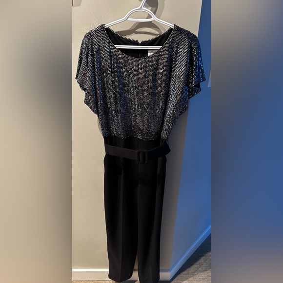 Joseph Ribkoff - Belted Sequin Jumpsuit - Picture 4 of 8